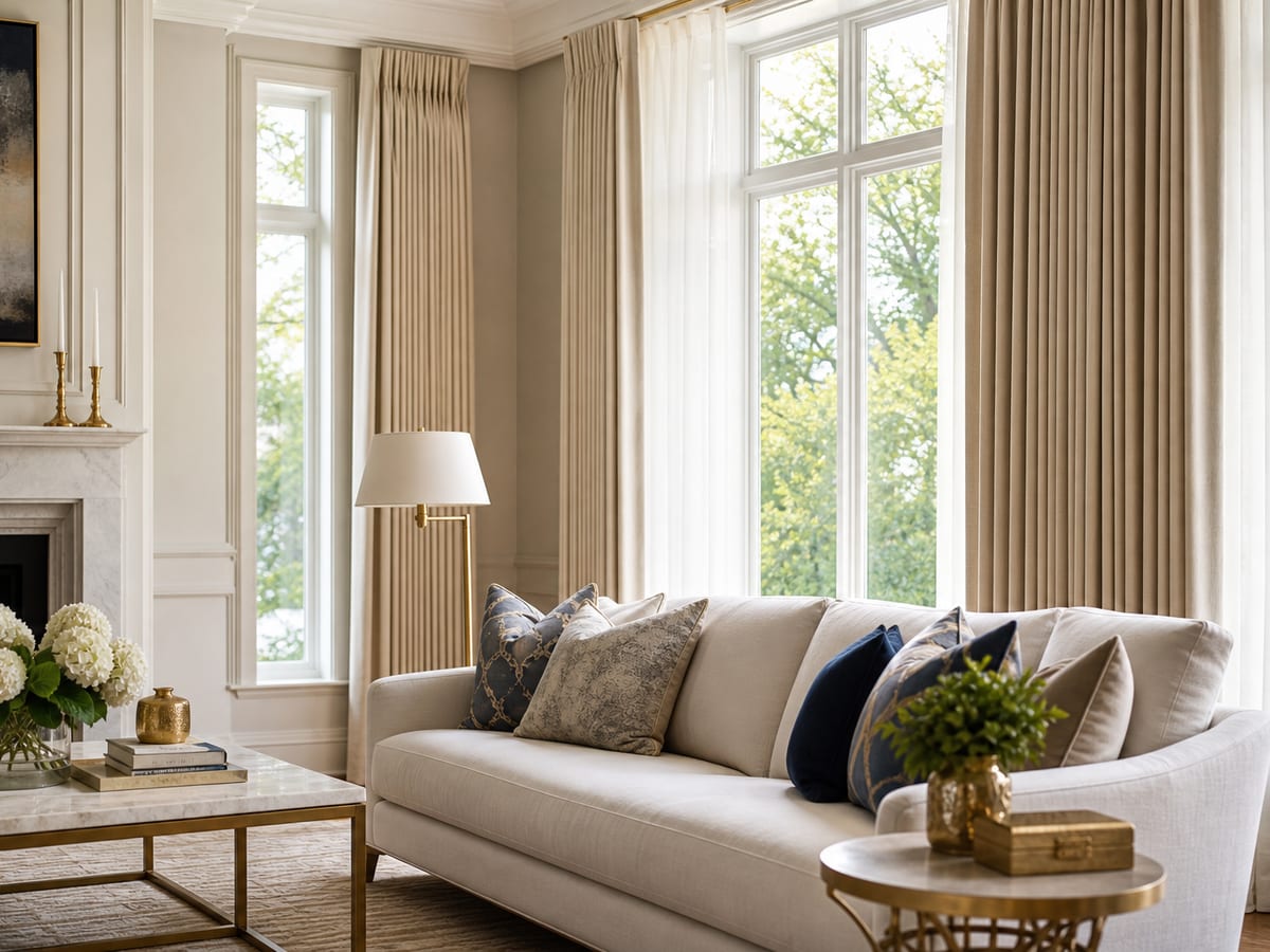 Sheer custom drapery framing a window